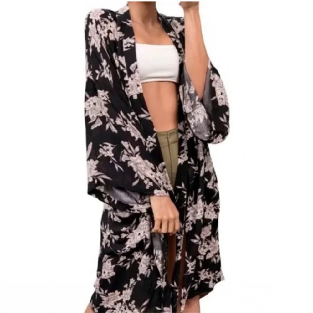 Spiritual Gangster Maya Floral Kimono Robe Cardigan Front Tie